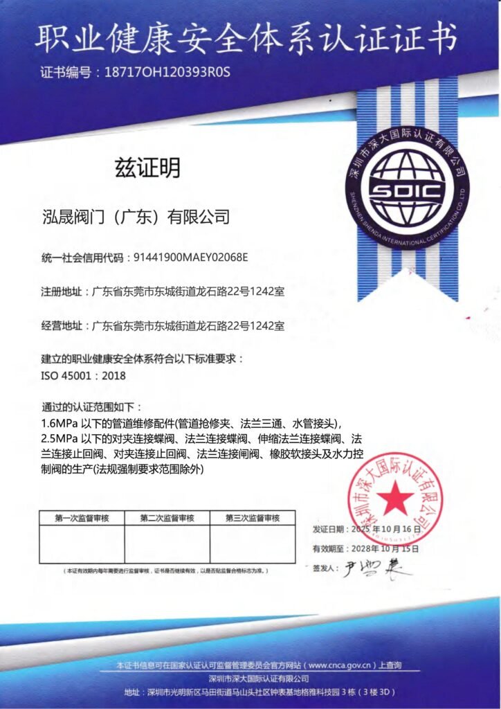 ISO 45001 occupational health and safety certificate